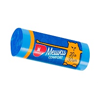 Мешки для мусора 20 л, синие, в рулоне 30 шт., ПНД, 8 мкм, 500х400 мм, Comfort, М0017 (МН 20-30с) в Красноярске