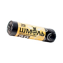 Мешки для мусора 30 л, черные, в рулоне 30 шт., ПНД, 7 мкм, 600х500 мм, ШМЕЛЬ, 4625 в Красноярске