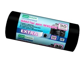 Мешки для мусора 30 л, ароматизированные, черные, в рулоне 50 шт., ПНД, 12 мкм, 600х500 мм, EXTRA, 3050500 в Красноярске