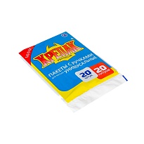 Мешки для мусора 20 л, с ручками, черные, в пачке 20 шт., ПНД, 10 мкм, 550х440 мм, Крепак, 4607075710085 в Красноярске