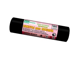 Мешки для мусора 180 л, ароматизированные, черные, в рулоне 10 шт., ПВД, 50 мкм, 1100х930 мм, EXTRA black, 18008301 в Красноярске