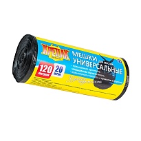Мешки для мусора 120 л, черные, в рулоне 20 шт., ПНД, 15 мкм, 1100х700 мм, Крепак, 4607075710207 в Красноярске