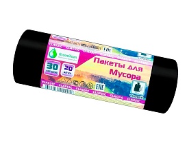 Мешки для мусора 30 л, черные, в рулоне 20 шт., ПНД, 7 мкм, 600х500 мм, MIRPACK Classik, 302040 в Красноярске