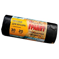 Мешки для мусора 30 л, с завязками, черные, в рулоне 20 шт., ПНД, 14 мкм, 600х500 мм, Концепция Быта, 600425 в Красноярске