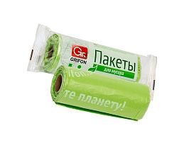 Мешки для мусора 30 л, биоразлагаемые, на втулке, зеленые, в рулоне 20 шт., ПНД, 12 мкм, 600х500 мм, GRIFON Bio, 100-031 в Красноярске