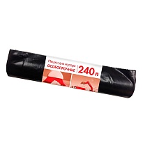 Мешки для мусора 240 л, черные, в рулоне 10 шт., ПВД 100 мкм, 1350х900 мм, Концепция Быта, 603887 в Красноярске
