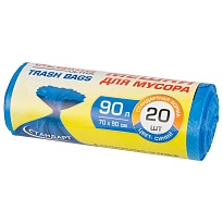 Мешки для мусора 90 л, синие, в рулоне 20 шт., ПНД, 14 мкм, 900х700 мм, LAIMA ULTRA, 607693 в Красноярске