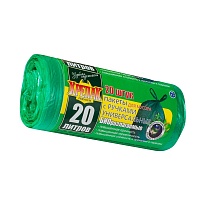 Мешки для мусора 20 л, биоразлагаемые, с ручками, черные, в рулоне 30 шт., ПНД, 10 мкм, 550х440 мм, Крепак, 4607075710047 в Красноярске