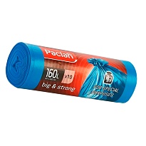 Мешки для мусора 160 л, синие, в рулоне 10 шт., ПВД, 21 мкм, 1200х870 мм, PACLAN Big&Strong, 604075 в Красноярске