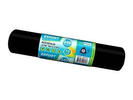 Мешки для мусора 240 л, черные, в рулоне 10 шт., ПВД 80 мкм, 1300х930 мм, EXPORT, exp 24010167 в Красноярске