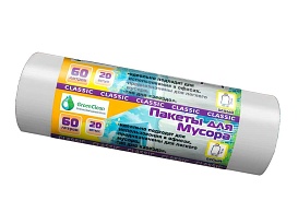 Мешки для мусора 60 л, белые, в рулоне 20 шт., ПНД, 7 мкм, 700х600 мм, MIRPACK Classik, 602052 в Красноярске