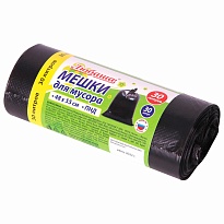 Мешки для мусора 30 л, черные, в рулоне 30 шт., ПНД, 7 мкм, 550х480 мм, Любаша, 608089 в Красноярске