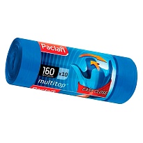 Мешки для мусора 160 л, с ушками, синие, в рулоне 10 шт., ПВД, 30 мкм, 1250х900 мм, PACLAN Multitop, 604064 в Красноярске