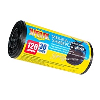 Мешки для мусора 120 л, черные, в рулоне 30 шт., ПНД, 15 мкм, 1100х700 мм, Крепак, 4607075710122 в Красноярске