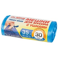 Мешки для мусора 35 л, с ушками, синие, в рулоне 30 шт., ПНД, 11 мкм, 650х500 мм, LAIMA ULTRA, 607684 в Красноярске