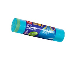 Мешки для мусора 120 л, с завязками, голубые, в рулоне 10 шт., ПНД, 18 мкм, 1100х700 мм, GRIFON, 101-065 в Красноярске