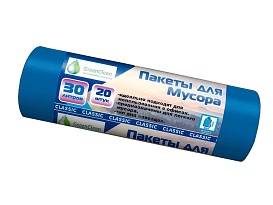Мешки для мусора 30 л, синие, в рулоне 20 шт., ПНД, 7 мкм, 600х500 мм, MIRPACK Classik, 302041 в Красноярске