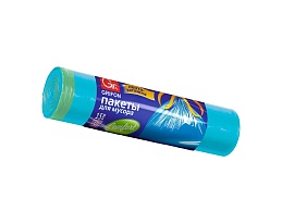 Мешки для мусора 50 л, с завязками, голубые, в рулоне 15 шт., ПНД, 14 мкм, 700х600 мм, GRIFON, 101-063 в Красноярске