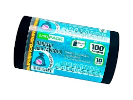 Мешки для мусора 100 л, черные, в рулоне 10 шт., ПВД, 70 мкм, 1000х600 мм, PREMIUM+, 1001076 в Красноярске