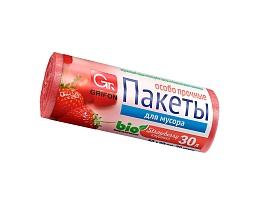 Мешки для мусора 30 л, ароматизированные, Клубника, красные, в рулоне 20 шт., ПНД, 9 мкм, 560х530 мм, GRIFON Aroma, 101-020 K в Красноярске
