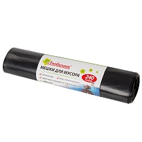 Мешки для мусора 240 л, черные, в рулоне 5 шт., ПВД 30 мкм, 1300х900 мм, Любаша, 605338 в Красноярске