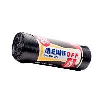 Мешки для мусора 60 л, черные, в рулоне 20 шт., ПНД, 9 мкм, 700х600 мм, МЕШКОFF, 4045 в Красноярске